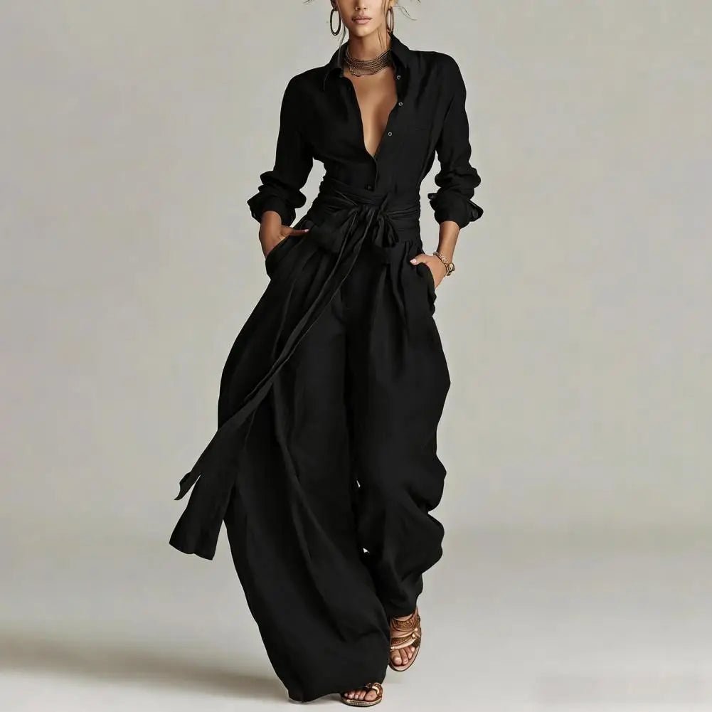 Women's High-Waisted Wide-Leg Linen Matching Set