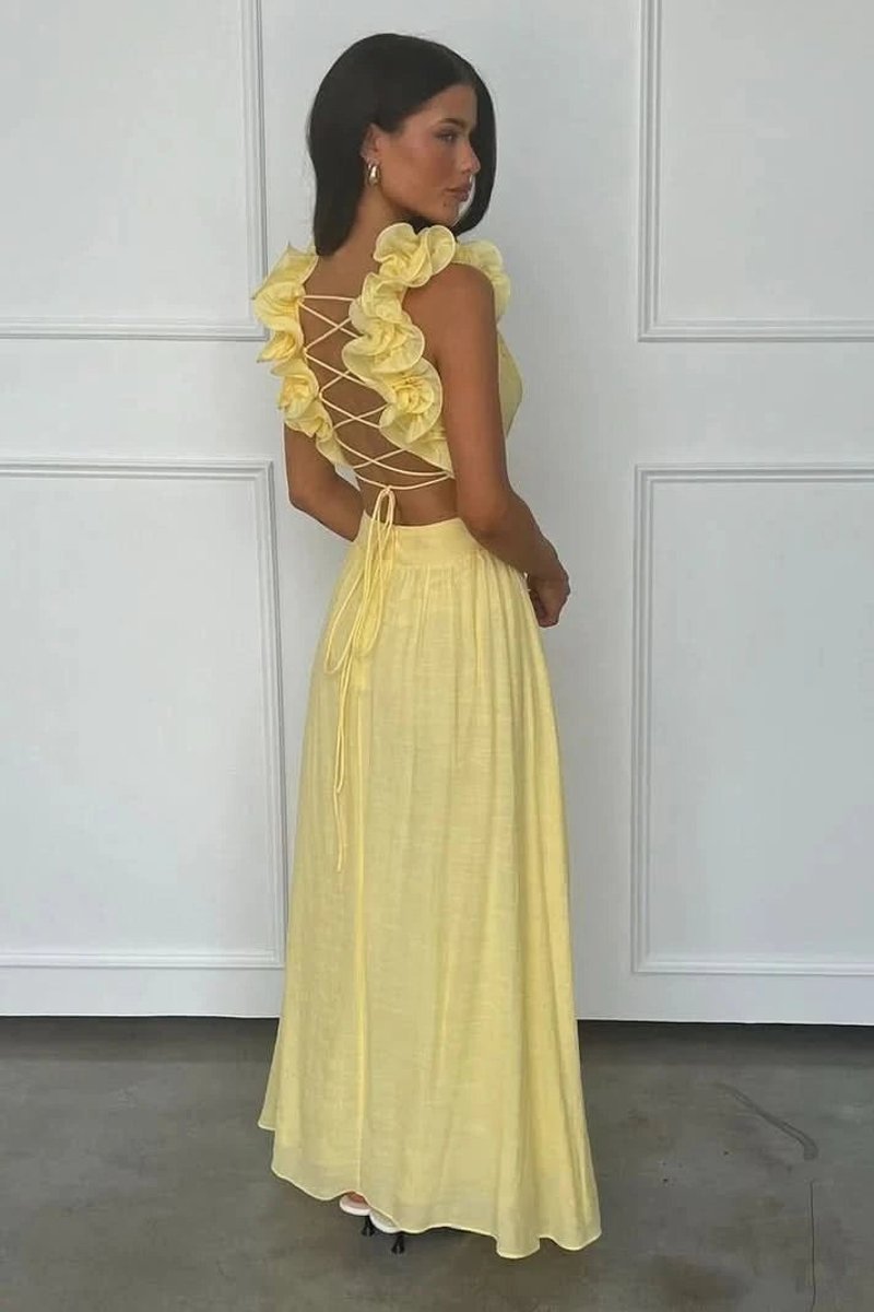 Women's Floral-Appliqué Sleeveless Pleated A-Line Evening Dress
