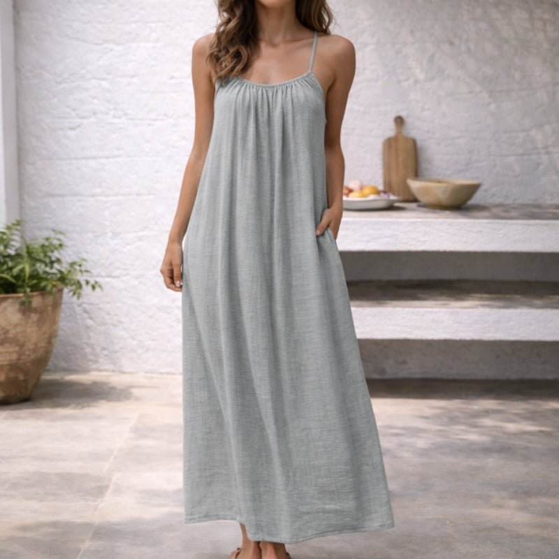Women's Spaghetti Strap Linen Maxi Summer Dress
