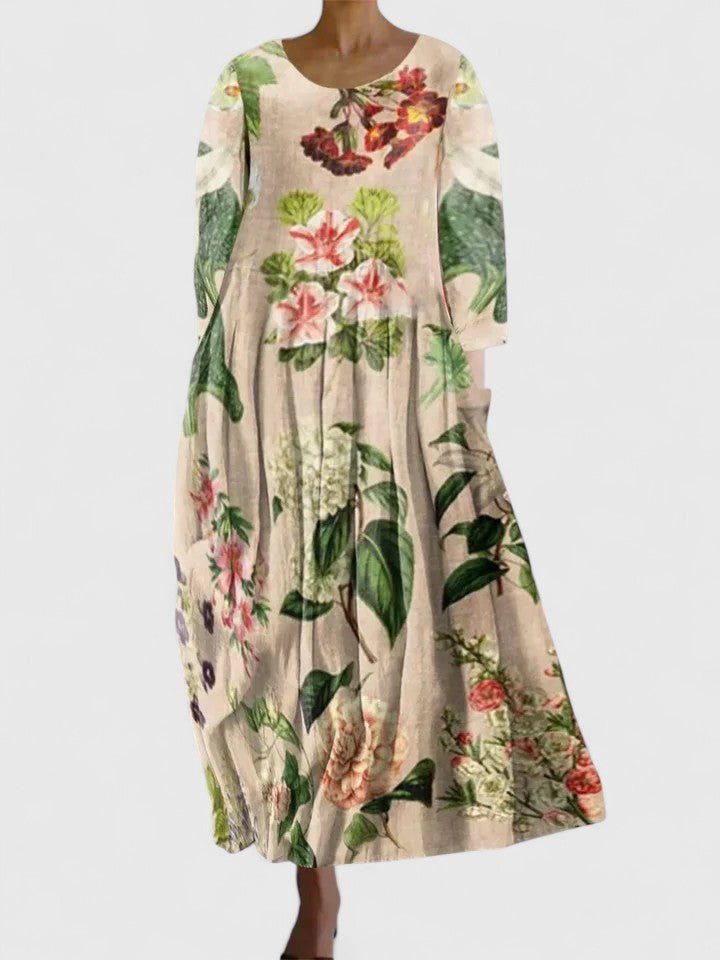 Women's Loose-Fit Turtle Pattern Midi Dress