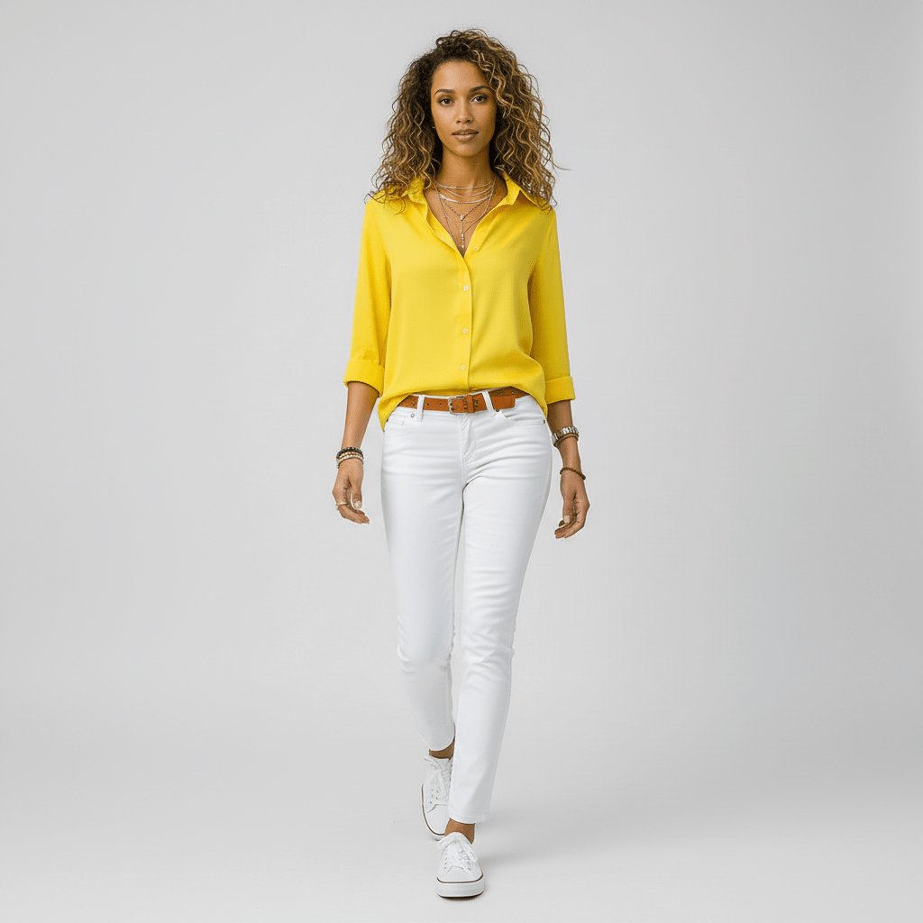 Women's Collared Long-Sleeve Button-Up Loose Shirt