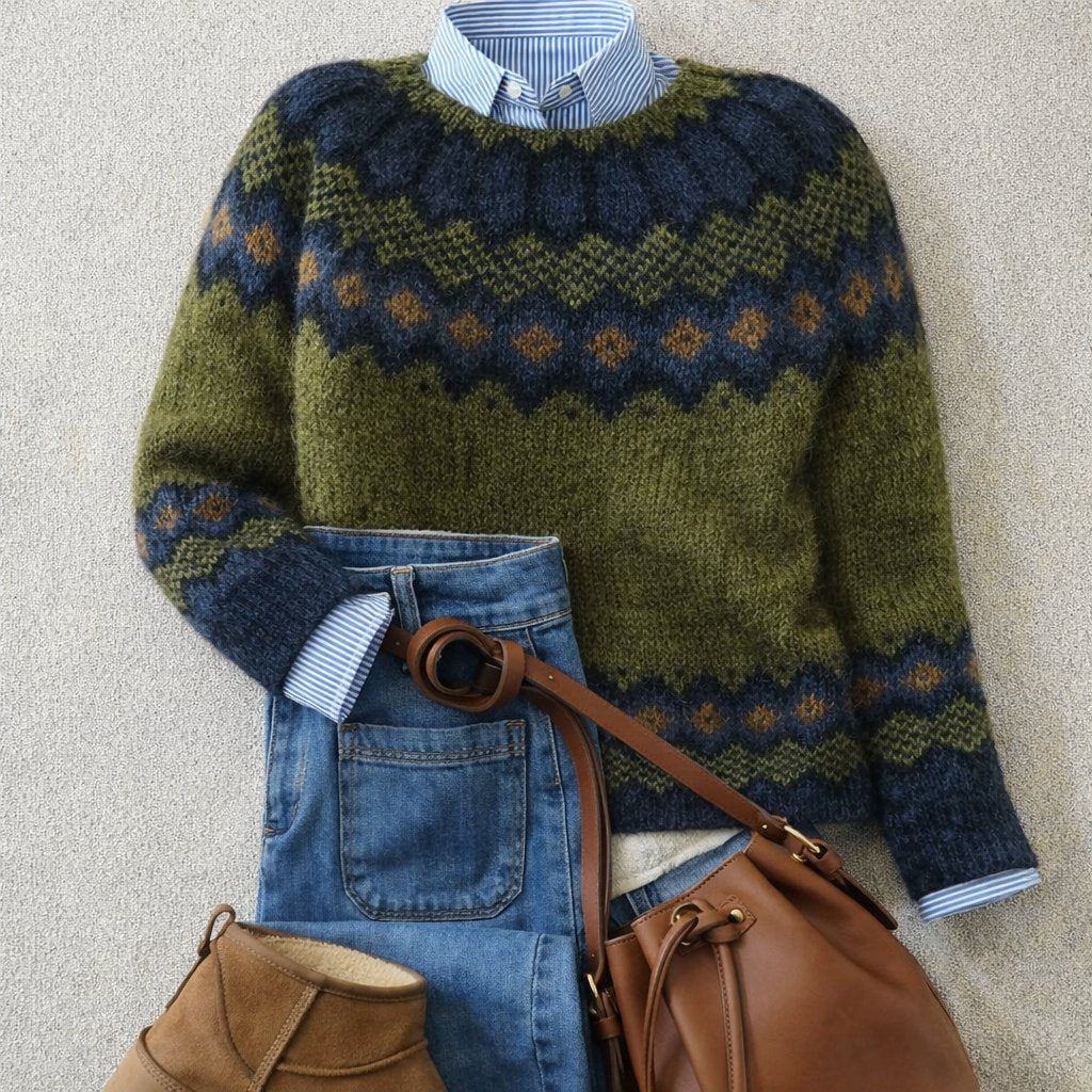 Women's Scandinavian Fair Isle Knitted Slouchy Jumper