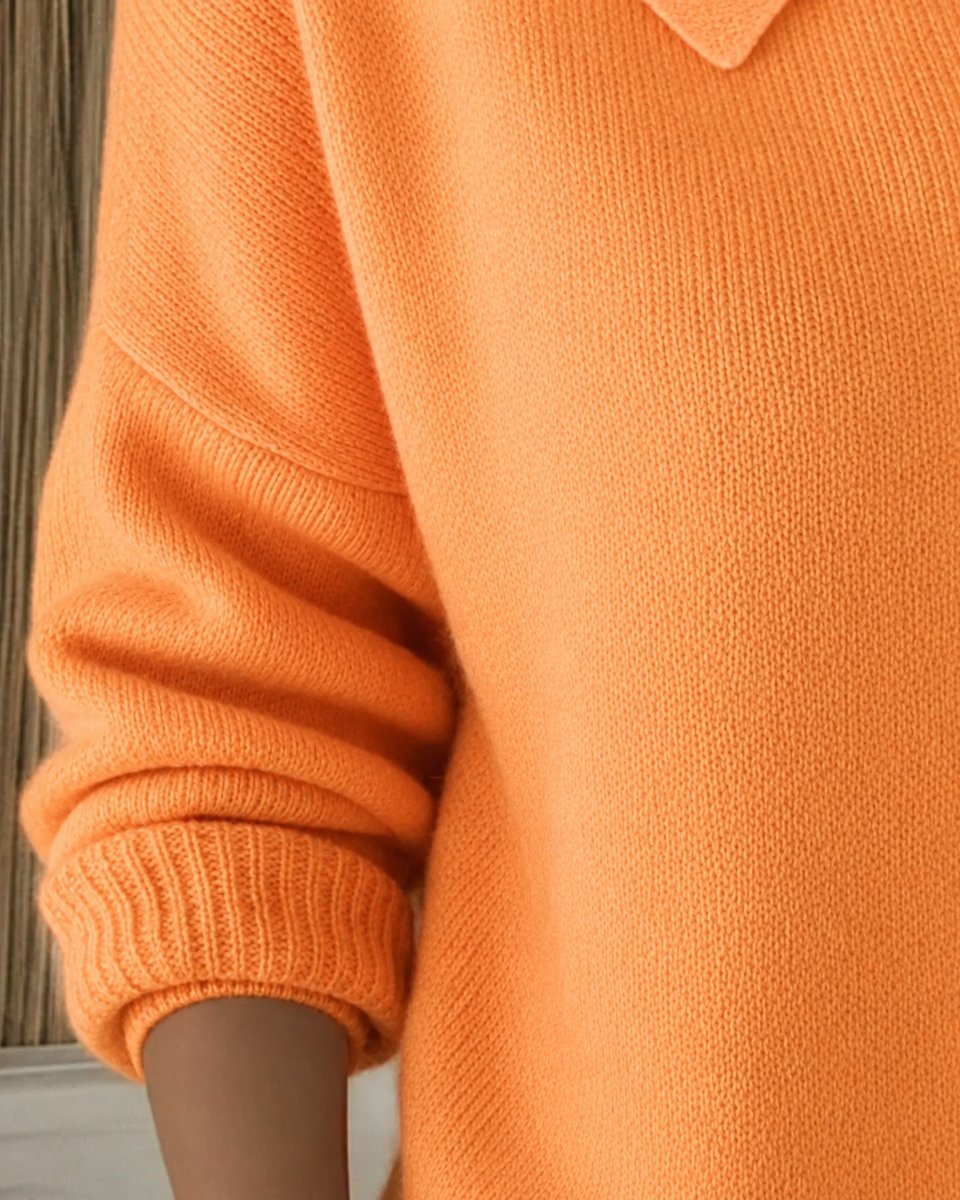 Women's Relaxed Polo Collar Buttoned Knit Cardigan