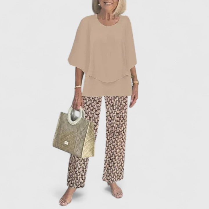 Women's Patterned Two-Piece Top and Pants Set