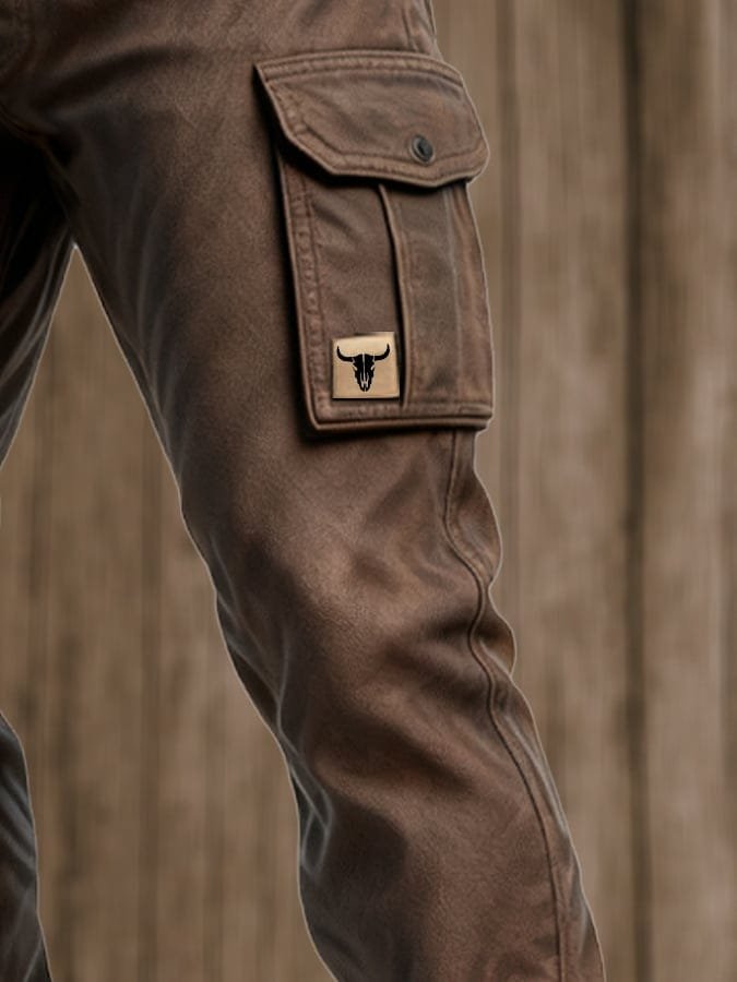 Men's Slim Tapered Cargo Trousers with Patch and Side Pockets