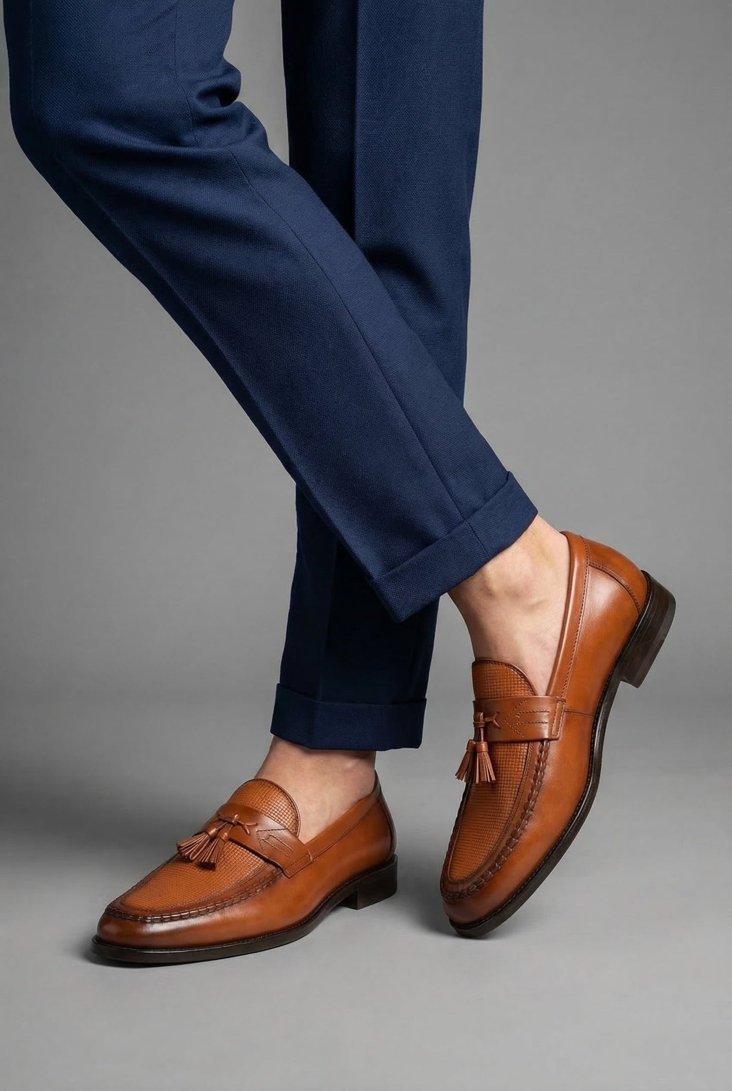 Men's Woven Tassel Loafers in Black