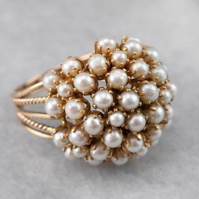 Women's Inlaid Pearl Ring