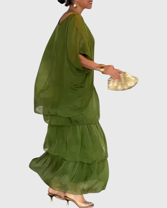 Women's Bohemian Tiered Maxi Dress with Shorts