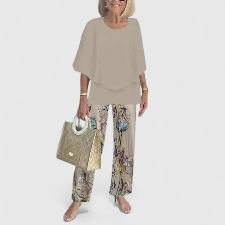 Women's Patterned Two-Piece Top and Pants Set