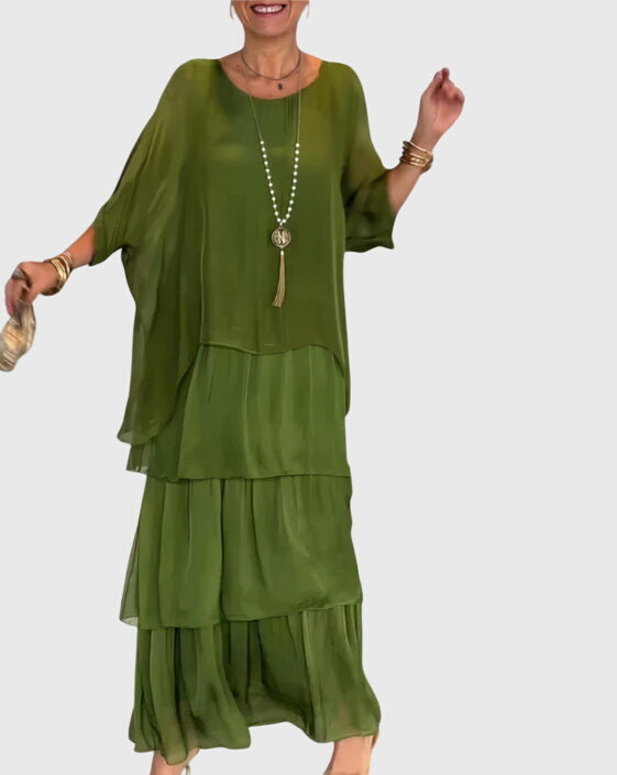Women's Bohemian Tiered Maxi Dress with Shorts