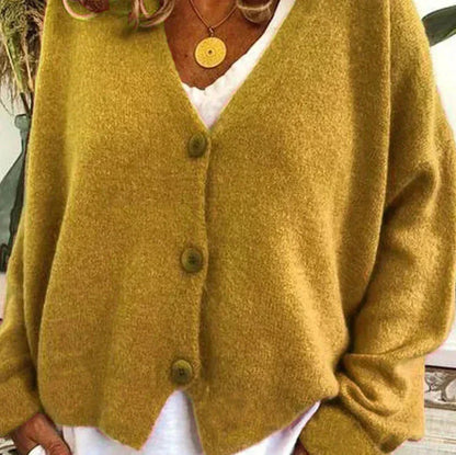 Women's Button-Down V-Neck Knit Cardigan