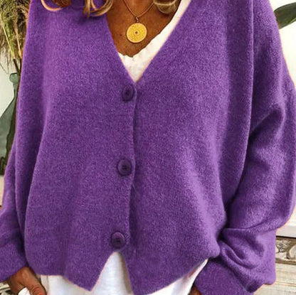 Women's Button-Down V-Neck Knit Cardigan