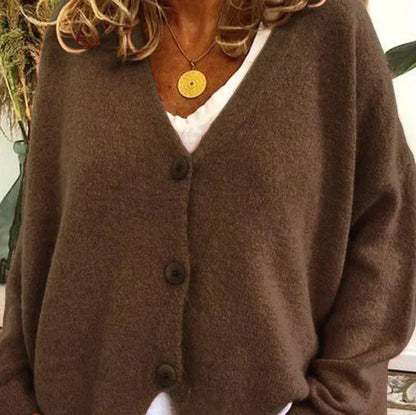 Women's Button-Down V-Neck Knit Cardigan