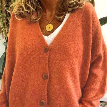 Women's Button-Down V-Neck Knit Cardigan