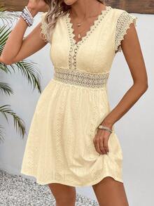 Women's Floral Lace Spaghetti-Strap A-Line Cocktail Dress