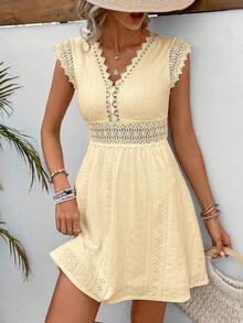 Women's Floral Lace Spaghetti-Strap A-Line Cocktail Dress