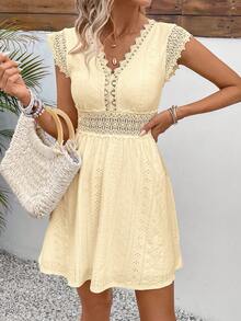 Women's Floral Lace Spaghetti-Strap A-Line Cocktail Dress