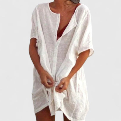 Women's Button-Front Beach Cover-Up Playsuit Shorts