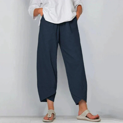 Women's Wide-Leg Cropped Casual Trousers