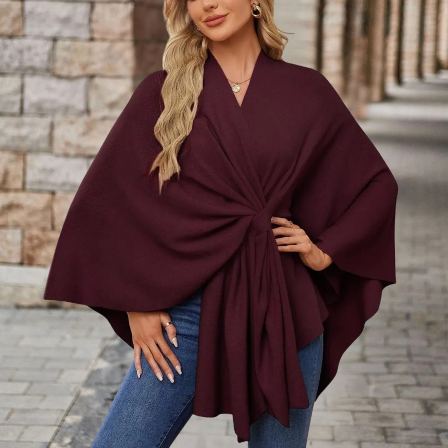 Draped Knot-Front Flowing Top for Women