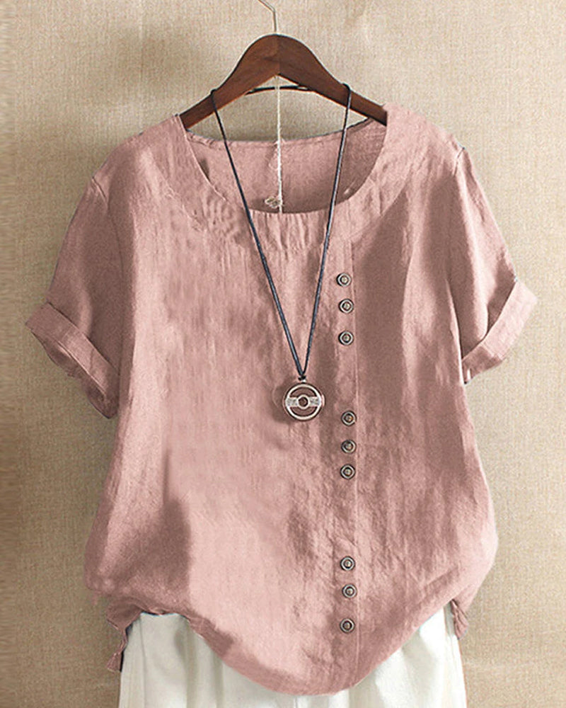 Women's Casual Summer Button-Accent Blouse
