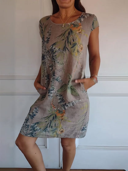 Leaf-Pattern Casual Summer Dress for Women
