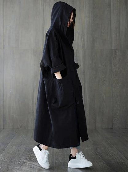 Oversized Hooded Outercoat with Side Pockets