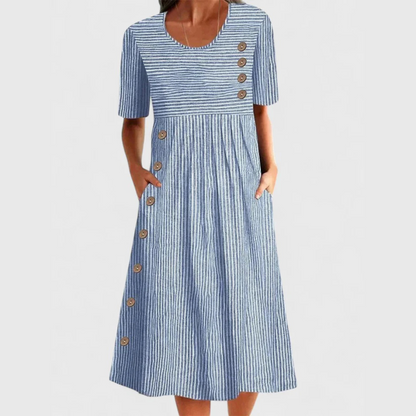 Short-Sleeve Button-Accent Dress for Women
