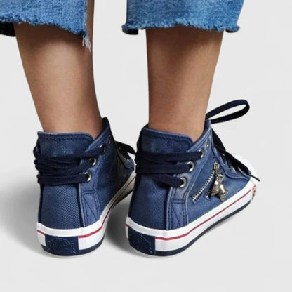 Women's High-Top Denim Lace-Up Sneakers