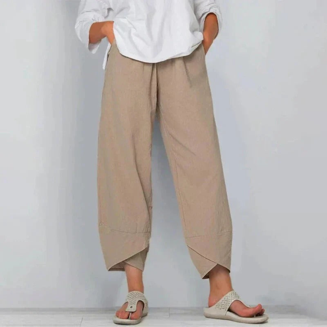 Women's Wide-Leg Cropped Casual Trousers