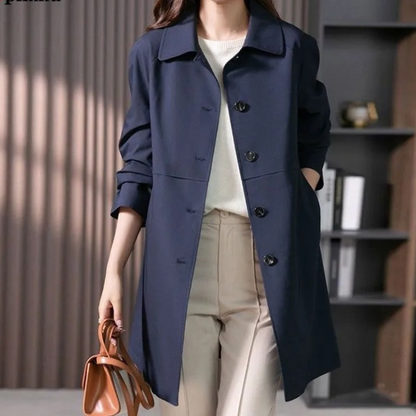 Women's Traditional Button-Front Trench Outerwear