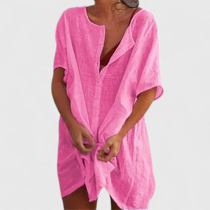 Women's Button-Front Beach Cover-Up Playsuit Shorts