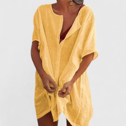 Women's Button-Front Beach Cover-Up Playsuit Shorts