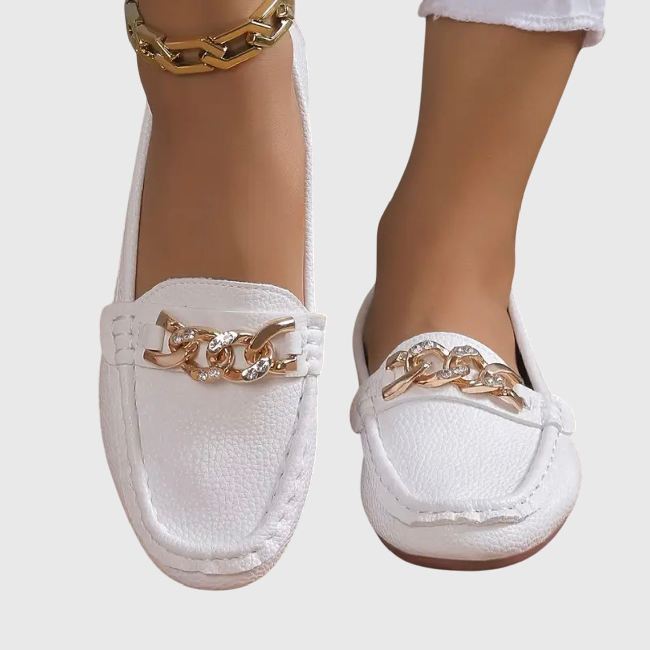 Women's Chain-Embellished Slip-On Loafers