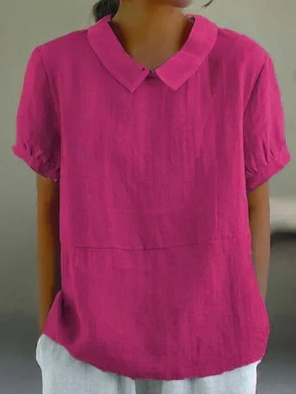 Women's Peter Pan Collar Linen Top