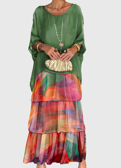 Women's Bohemian Tiered Maxi Dress with Shorts