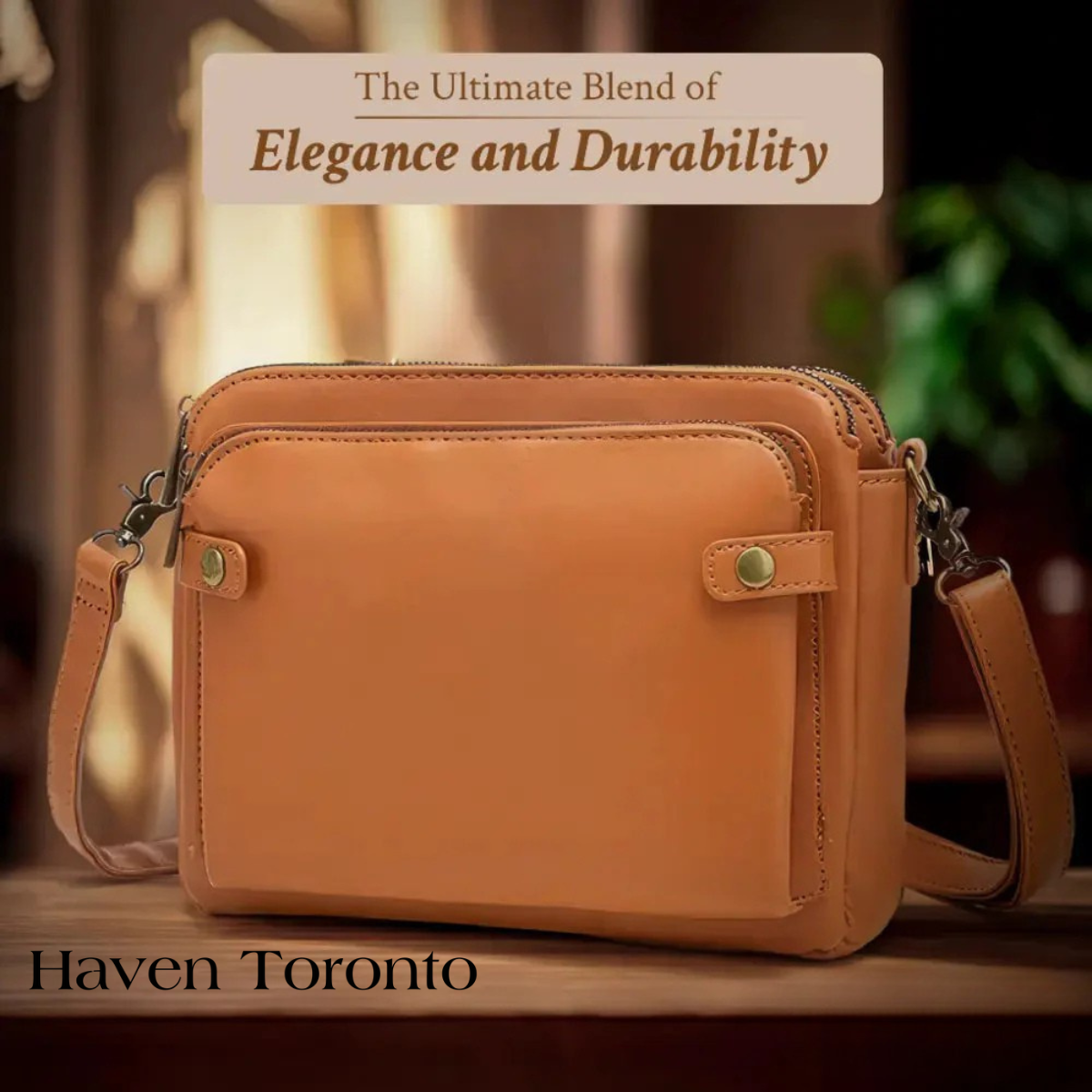 Women's Full Grain Leather Shoulder Bag with Integrated Wallet