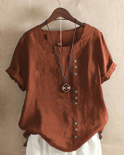 Women's Casual Summer Button-Accent Blouse