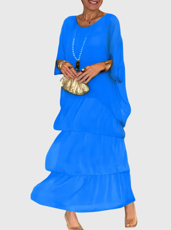 Women's Bohemian Tiered Maxi Dress with Shorts