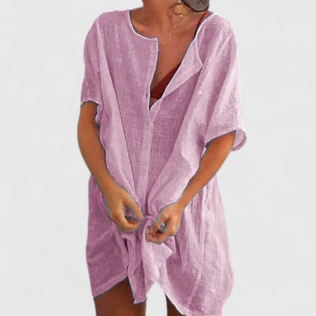 Women's Button-Front Beach Cover-Up Playsuit Shorts