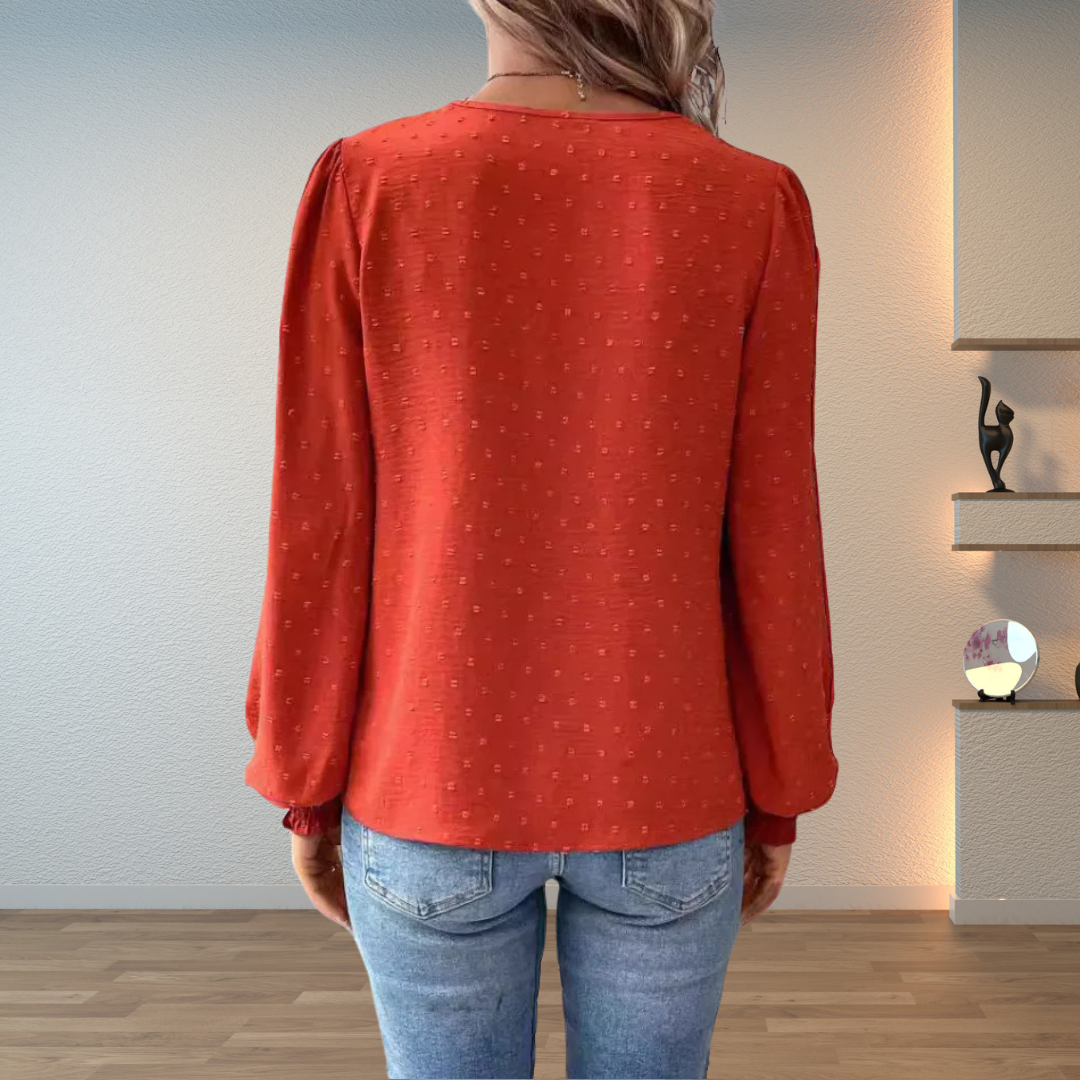 Women's Floral Long-Sleeve V-Neck Blouse