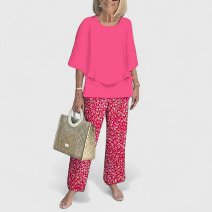Women's Patterned Two-Piece Top and Pants Set