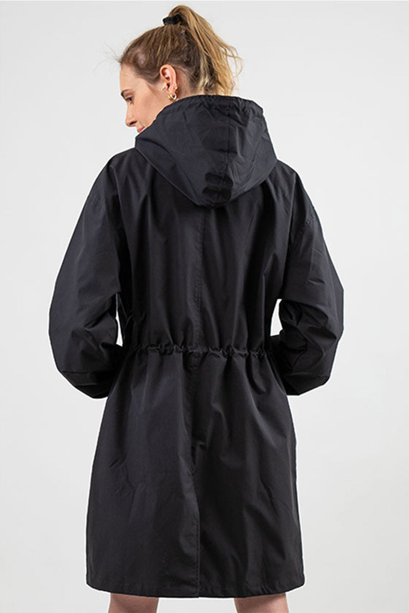 Women's Hooded Long Casual Coat with Button Closure