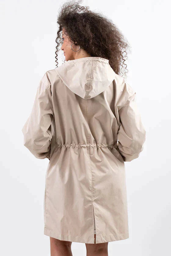 Women's Hooded Long Casual Coat with Button Closure