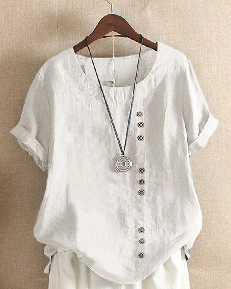 Women's Casual Summer Button-Accent Blouse