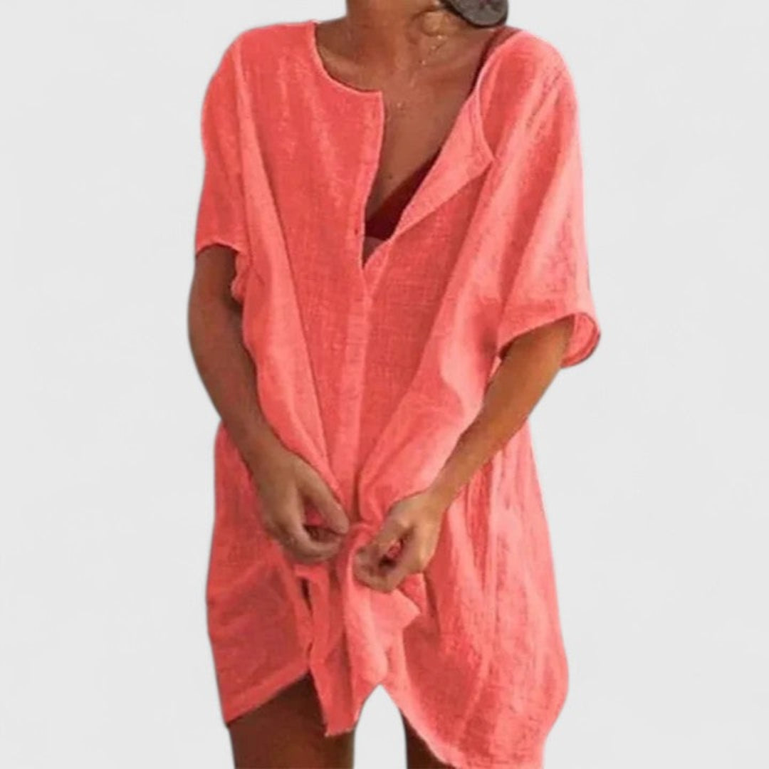 Women's Button-Front Beach Cover-Up Playsuit Shorts