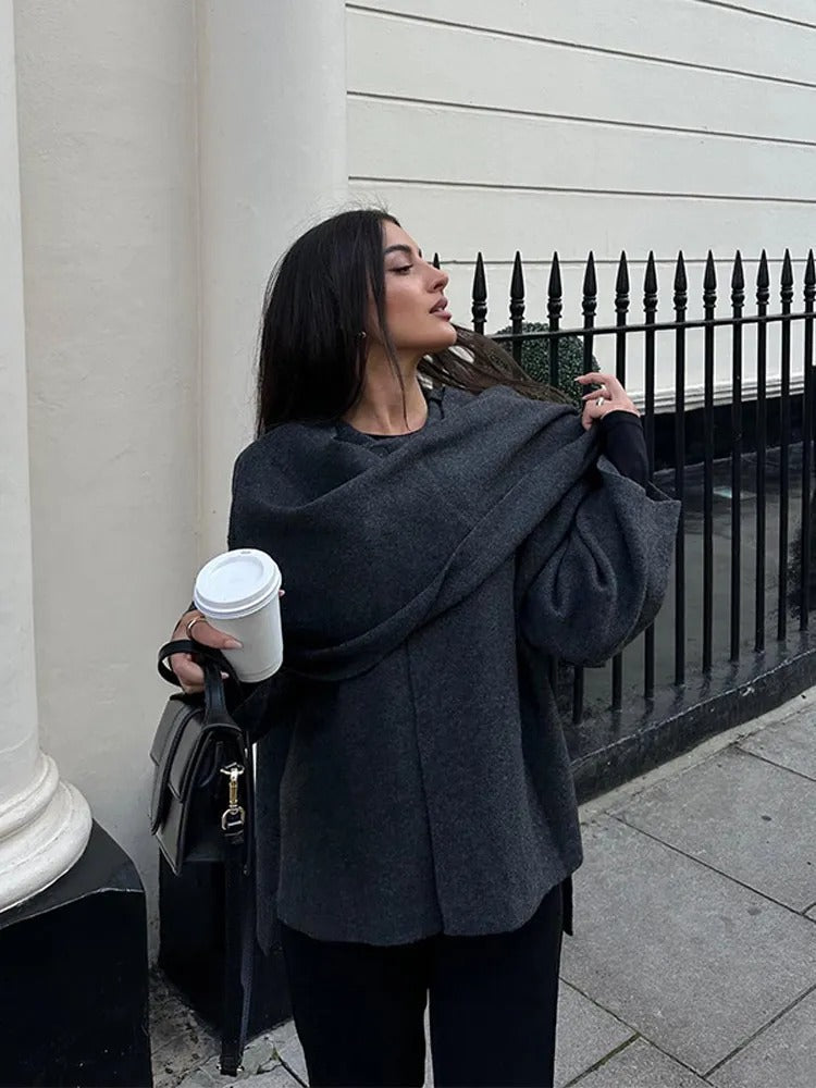 Women's Draped Cape-Style Outerwear Coat