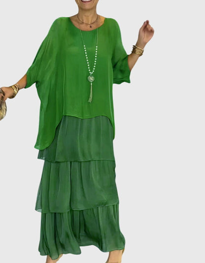 Women's Bohemian Tiered Maxi Dress with Shorts