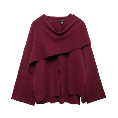 Women's Draped Cape-Style Outerwear Coat