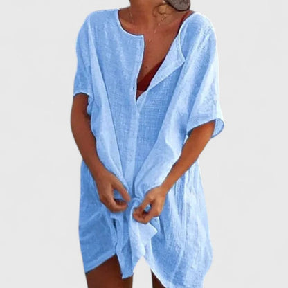 Women's Button-Front Beach Cover-Up Playsuit Shorts